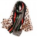 Foulard 180 X 90cm 100% Soie motif à pois - Silk séide scarf shawl