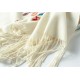 Grand Châle Blanc - Cachemire broderie Pashmina - Foulard - Etole 200 X 70