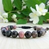 Bracelet tressé Perles Naturelles Rhodonite - Homme Femme - Lithothérapie