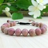 Bracelet tressé Perles Naturelles Rhodonite - Homme Femme - Lithothérapie