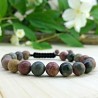 Bracelet tressé Shamballa Perles Naturelles Jaspe Picasso - Homme Femme - Lithothérapie
