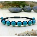 Bracelet tressé Perles Naturelles Turquoise - Homme Femme - Lithothérapie