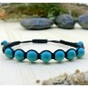 Bracelet tressé Perles Naturelles Turquoise - Homme Femme - Lithothérapie