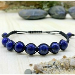 Bracelet tressé Shamballa Perles Naturelles Lapis Lazuli - Homme Femme - Lithothérapie