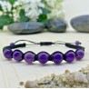 Bracelet tressé Shamballa Perles Naturelles Améthyste - Homme Femme - Lithothérapie