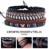 Ensemble 4 Bracelets  Cuir tressé - corde - Tissage -