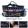 Ensemble 4 Bracelets Homme Femme Cuir tressé -  Tissage - Métal Crâne