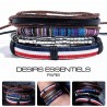 Ensemble 4 Bracelets  Cuir tressé - Tissage - Perles - Corde