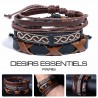 Ensemble 4 Bracelets  Cuir tressé  - Tissage -  Corde