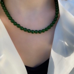 Collier Pierres Naturelles Perles Jade Jadeite Idéal Cadeau ! Pochette organza