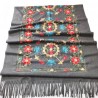 Grand Châle gris - Cachemire broderie Pashmina - Foulard - Etole 200 X 70
