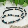 Collier Homme Femme Turquoise d'Afrique Pierre de Lave Coco