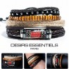Ensemble 4 Bracelets Homme Femme Cuir tressé - Perles et Bois