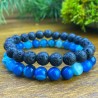 2 Bracelets agate bleue Pierre de lave Naturelles