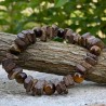 Bracelet Homme Femme Pierres Naturelles Turquoise d'Afrique  Bois de coco