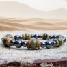 Bracelet Homme Femme Pierres Naturelles Agate Indienne Hématite Bois de Cocotier