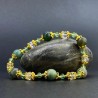 Bracelet Agate Indienne Pierres Naturelles Cristal Perles du Tibet dorées