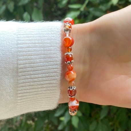 Bracelet Cornaline - Perles du Tibet  grandes tailles disponibles idéal cadeau