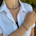 Parure Collier minimaliste + Bracelet Pierres fines Naturelles semi précieuse Lapis Lazuli idéal cadeau