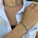 Parure Collier minimaliste + Bracelet Pierres fines Naturelles semi précieuse Apatite idéal cadeau