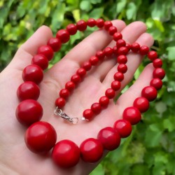 Collier en Perles dégressives Naturelles pierres rouge - Lithothérapie