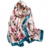 Foulard bleu 180 X 90 cm 100% à motifs floral