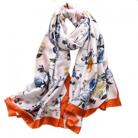 Foulard jaune 180 X 90 cm 100% à motifs floral