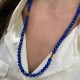 Collier Pierres Naturelles Perles  Jaspe Sédiment impériale bleu idéal Cadeau ! Homme - Femme