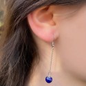 Boucle d'oreilles pendantes Lapis Lazuli crochets argent 925