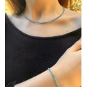 Parure Collier minimaliste + Bracelet Pierres fines Naturelles semi précieuse Turquoise  idéal cadeau