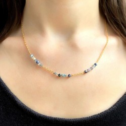 Collier Pierres Naturelles Perles Cristal Bleu