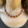 Collier en Perles Naturelles pierre Cornaline  et Quartz - Lithothérapie - Ras de cou