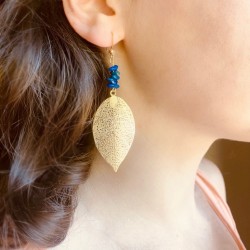 Boucles d'oreilles dormeuse plaqué or Améthyste - Lapis Lazuli - Obsidienne