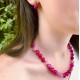 Ensemble Collier noué et boucle d'oreille en Perles Naturelles Pierres Agate rose coffret cadeau