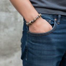 Bracelet Homme Femme Pierres Naturelles Carmelian Bois de coco