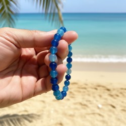 Bracelet Homme Femme Pierres Naturelles - Agate bleue