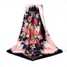 Carré de Soie Noir et rose motif floral