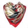 Carré de Soie Rouge et multicolor motifs Moderne