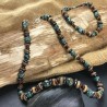 Homme Collier + Bracelet Pierres Naturelles Turquoise d'Afrique Hématite Bois