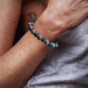 Bracelet Homme Femme Pierres Turquoise d'Afrique Bois Tibet Lithothérapie Men